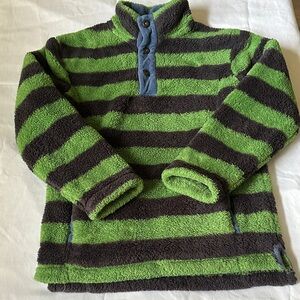 Mini Boden Green and Grey Striped Fleece Hoodie